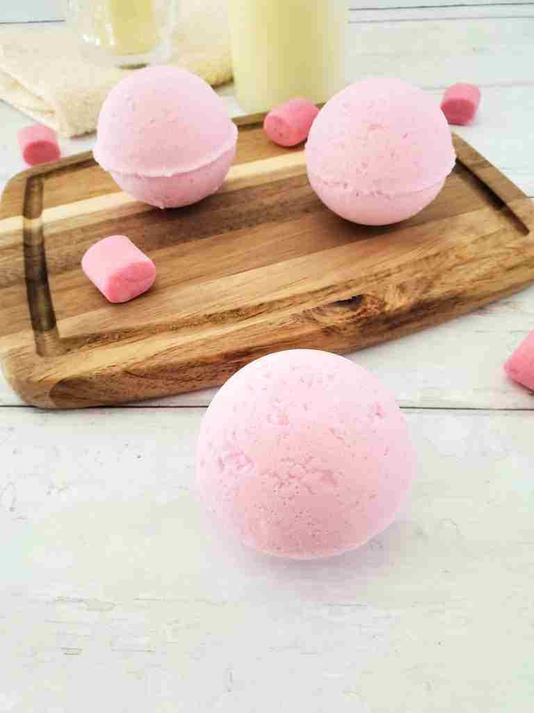 pink bath boms made with Epsom salts