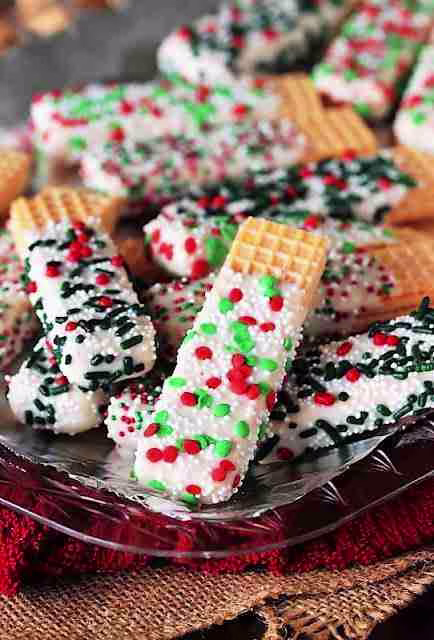 Image for Christmas White Chocolate-Dipped Sugar Wafers
