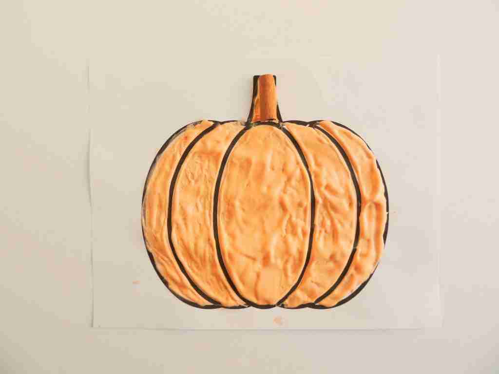 Puffy paint pumpkin using a pumpkin template