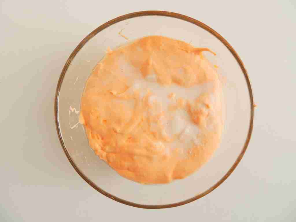 Making orange slime with leftover paint