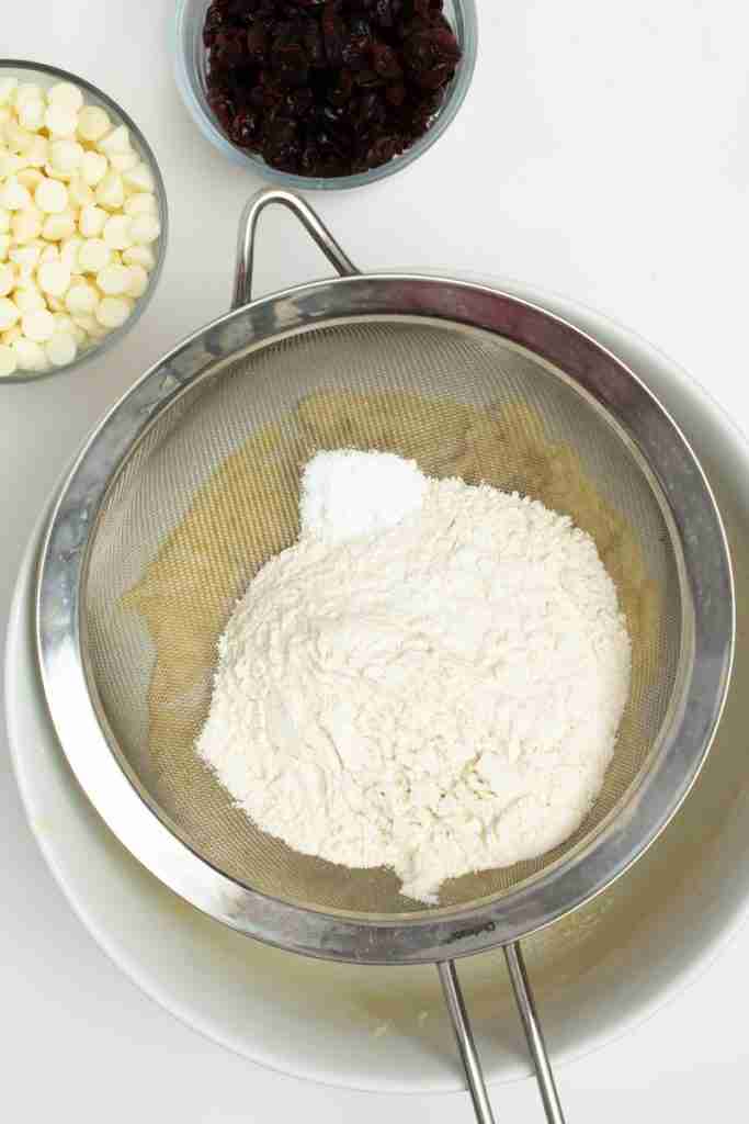 Sifting the dry ingredients