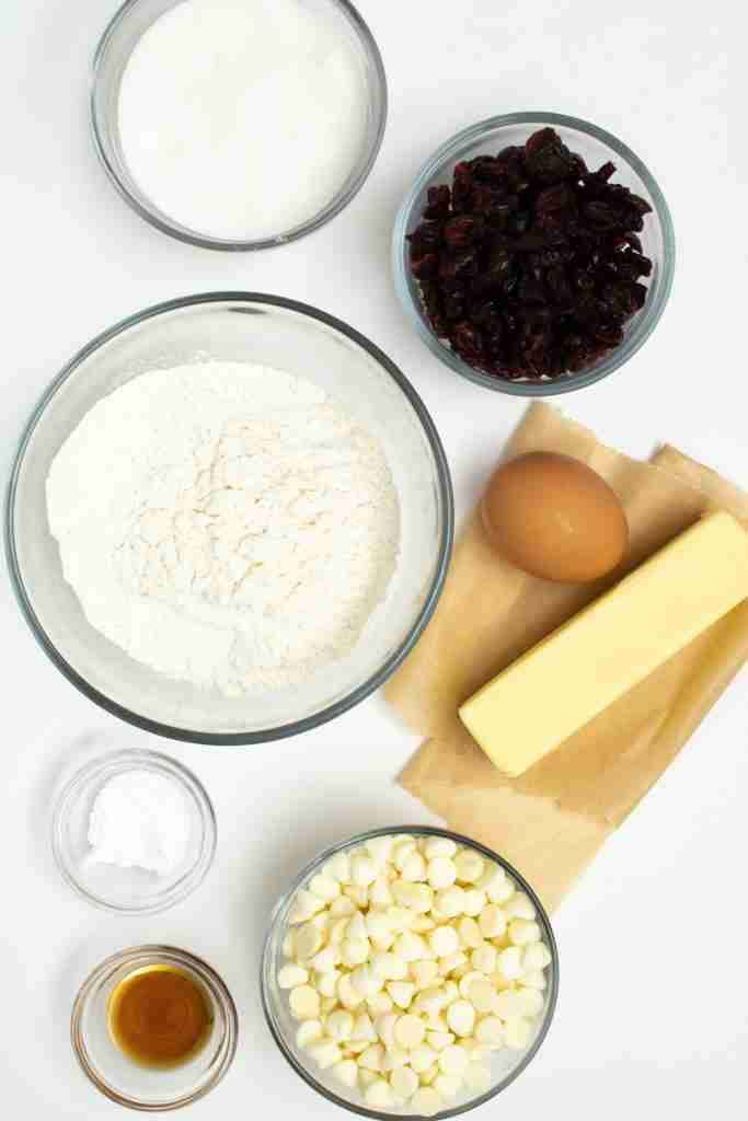white chocolate chip cranberry cookies recipe Ingredients