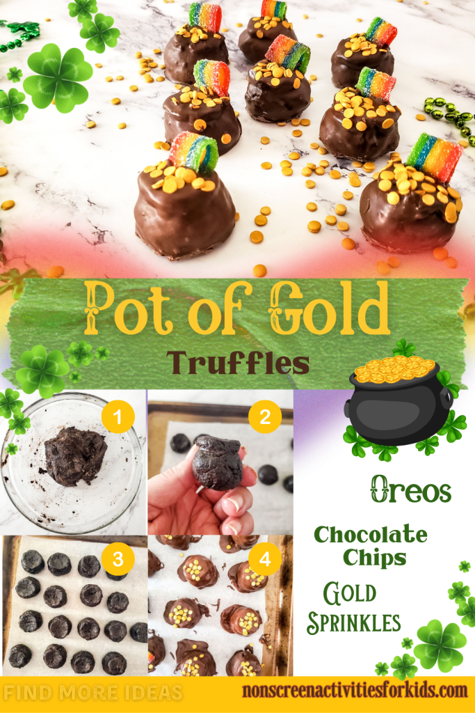 Pot of gold truffles Pinterest pin for St Patrick's Day